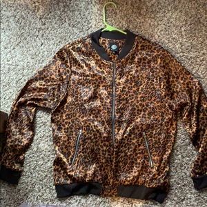 Silk leopard bomber jacket